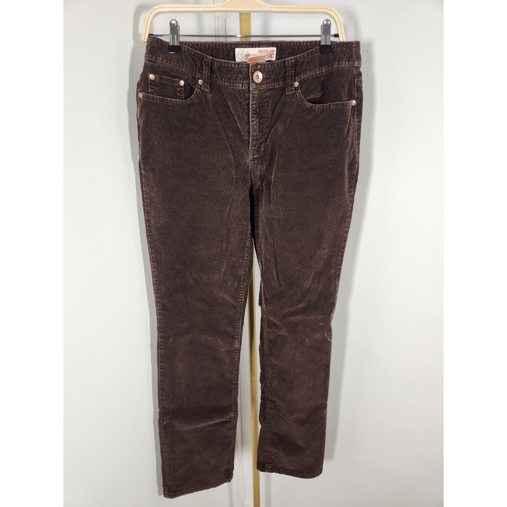 Faded Glory Classic 1972 Mid-Rise 'Washed Brown Cafe' Corduroy Pants Size 10